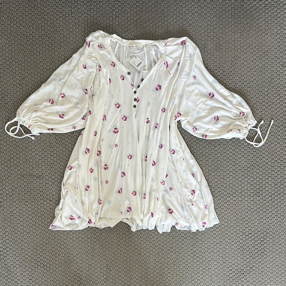 Free People White Floral Mini Dress